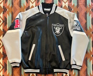 Vintage NFL Oakland Raiders Leather Varsity Jacket Men’s Medium with Flaws