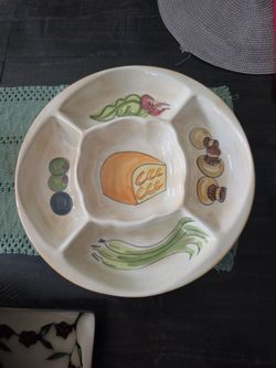Los Angeles CA Pottery lG Divided Serving Snack/Veggies Tray FREE SHIPPING