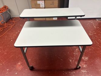 Two Tiered Desk / Activity Table with Locking Wheels - Light Grey