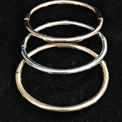 Milor Gold, Silver & Bronze Stainless Steel Heavy Bangle Bracelets Like New 