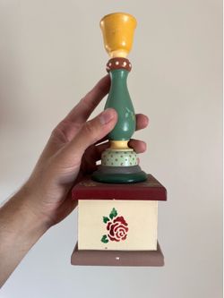 Hand-painted Wooden Candle Holder