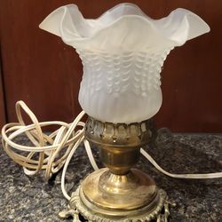 Table top old lamp with fluted shade