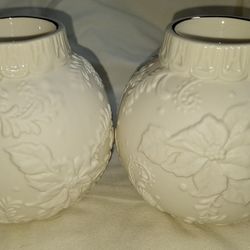 Set Of Two Lenox Ornamental Glow Poinsettia Tealight Votive Candle Holder L5V031