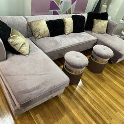 Sectional Velvet Couch 