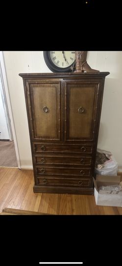 Vintage Faux Bamboo Armoire