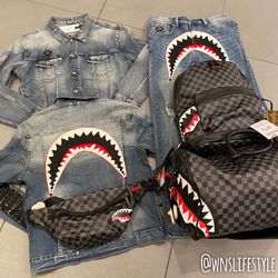 Shark mouth jean denim set