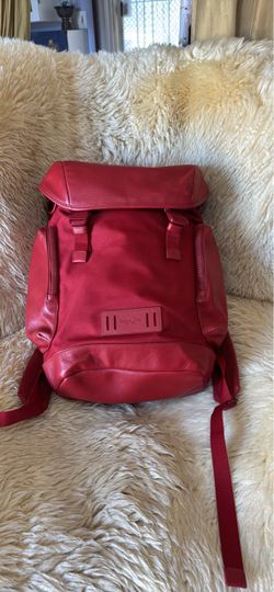 Coach Red Leather Backpack