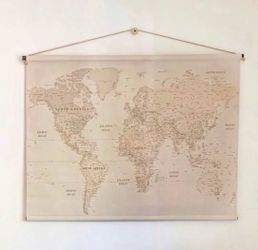 Large Hanging World Map Wall Art