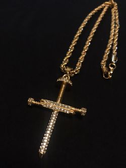 Gold Nail Cross Chain