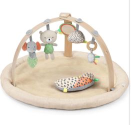 Ingenuity Every Season Plush Lambswool Baby Play Gym and Play Mat, Breathable, Tummy Time Mat, 0+ Months - Natural