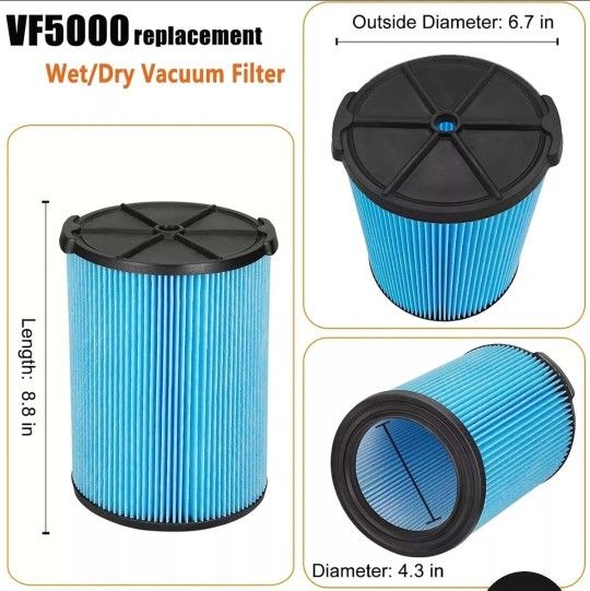 VF5000 Filter For RIGID Shop Vac 3 Layer Washable 5 - 20 Gal Wet Dry Vacuum