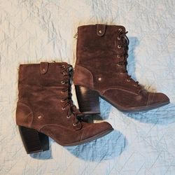 Charlotte Russe Suede Heel Boots (Size 8.5-9)