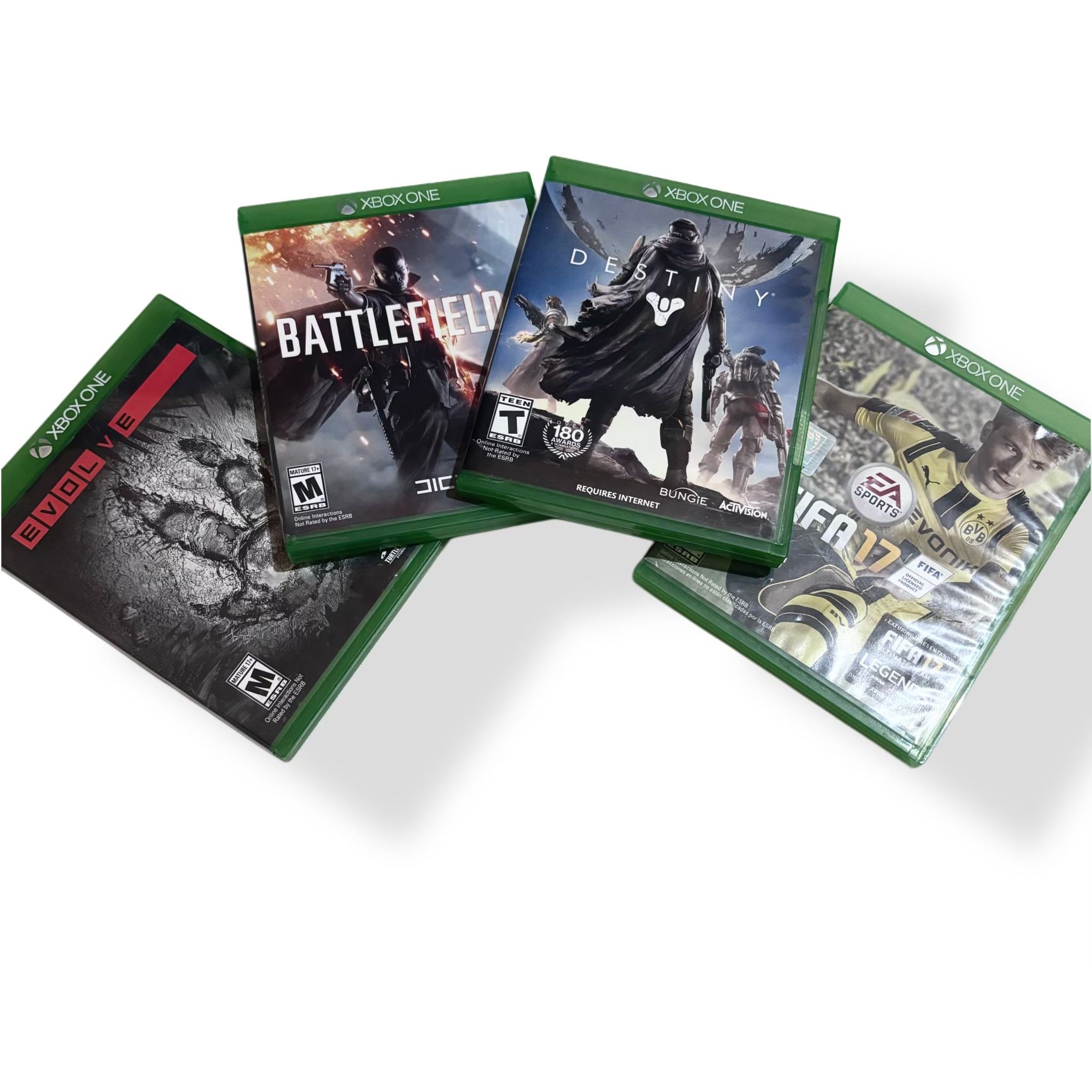 Microsoft XboxOne 4 Videogames Bundle Lot - Evolve, Battlefield 1, Destiny, FIFA 17