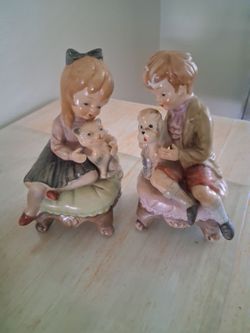70's. Porcelain Boy & Girl