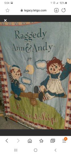 Raggedy Ann and Andy throw blanket
