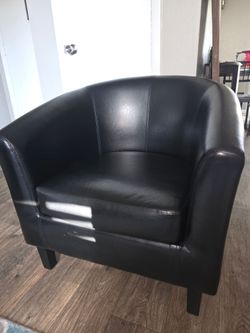 Black Faux Leather Tub Chair