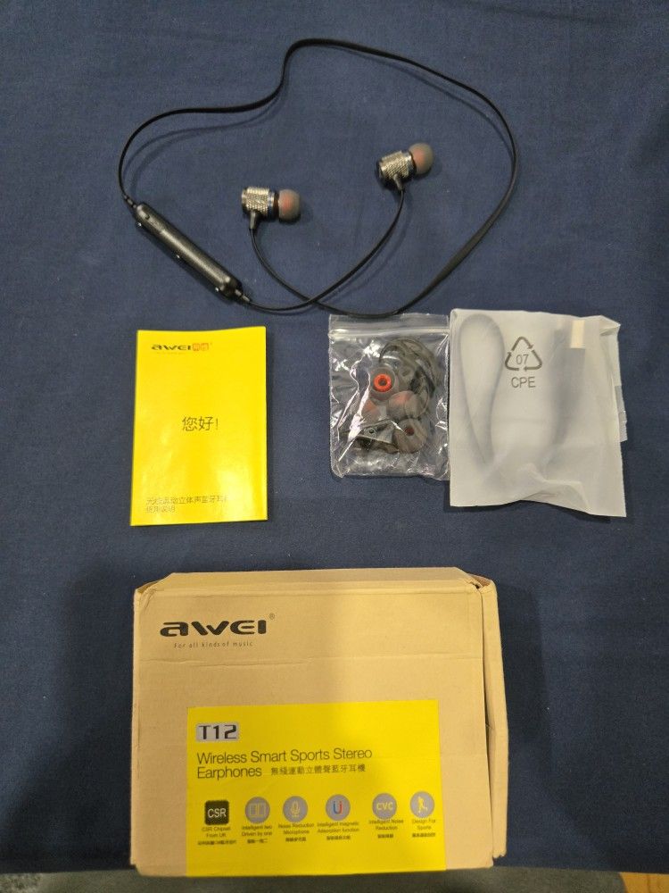 Awei T12 Wireless Bluetooth Earphones. NEW