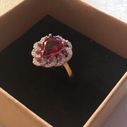  Ruby  Hart Ring      Sterling Sliver  925