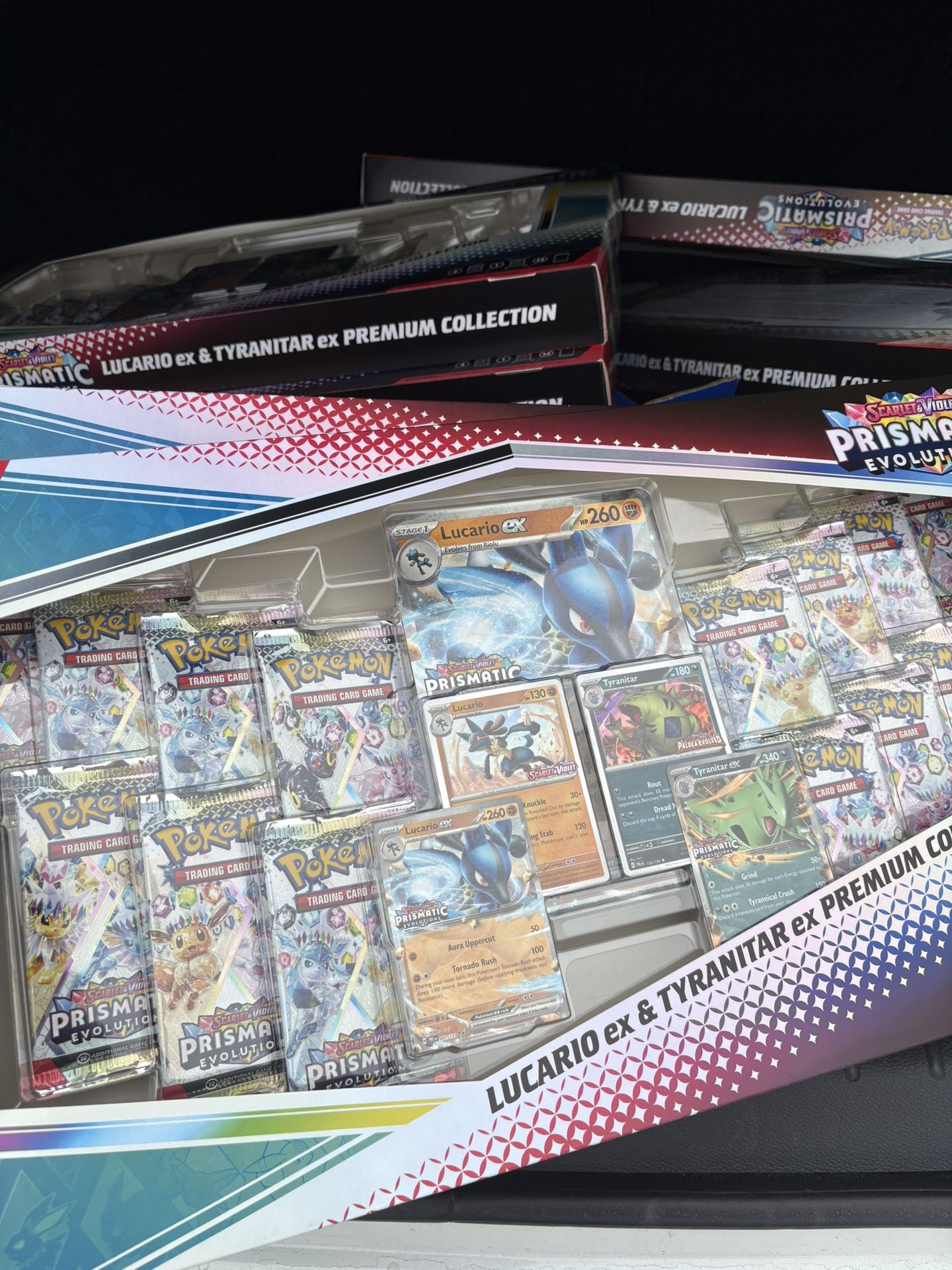 Pokemon Prismatic Evolutions Lucario Ex Tyranitar Ex Premium Collection