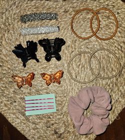 12 Hair Accessories Butterfly Claw Clips Barrettes hair bands bobby pins