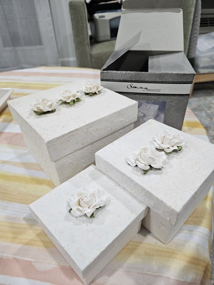 Set of 3 never used paper mache boxes from Thailand.