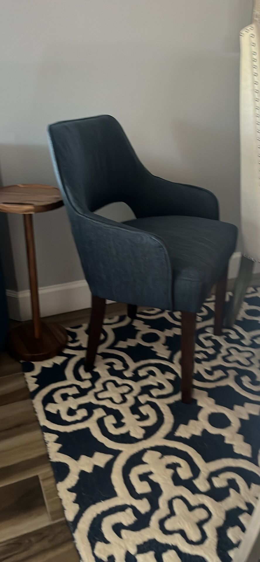 Pair Of Brand New Navy Upholstered Dinette Chairs