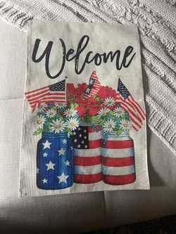 Garden Flag Patriotic Decoration Welcome USA Flag Flower Pot