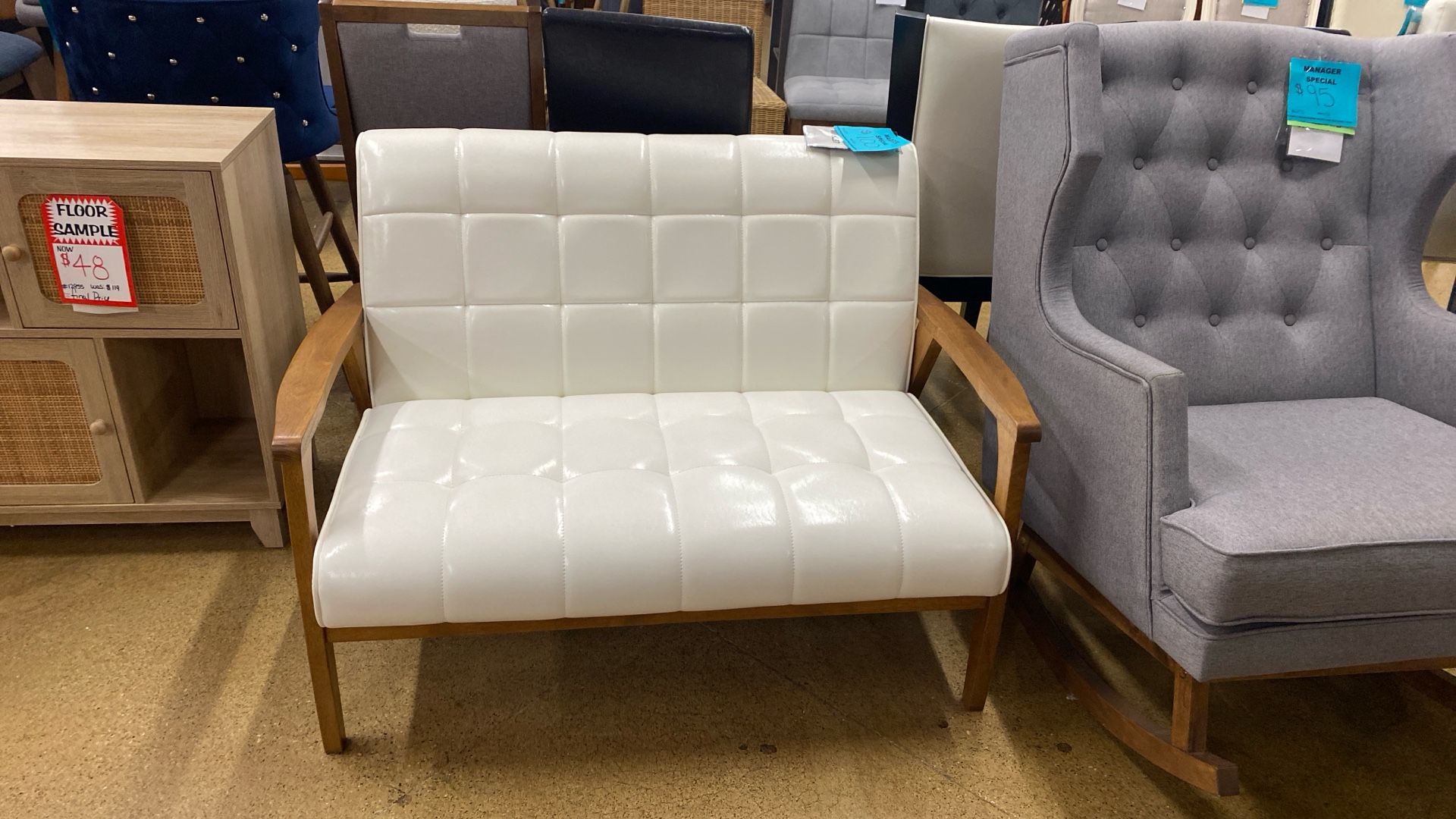 Baxton Studio Mid Century White Loveseat
