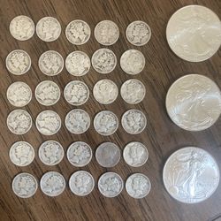 3 Eagles and 30 MercuryDimes 