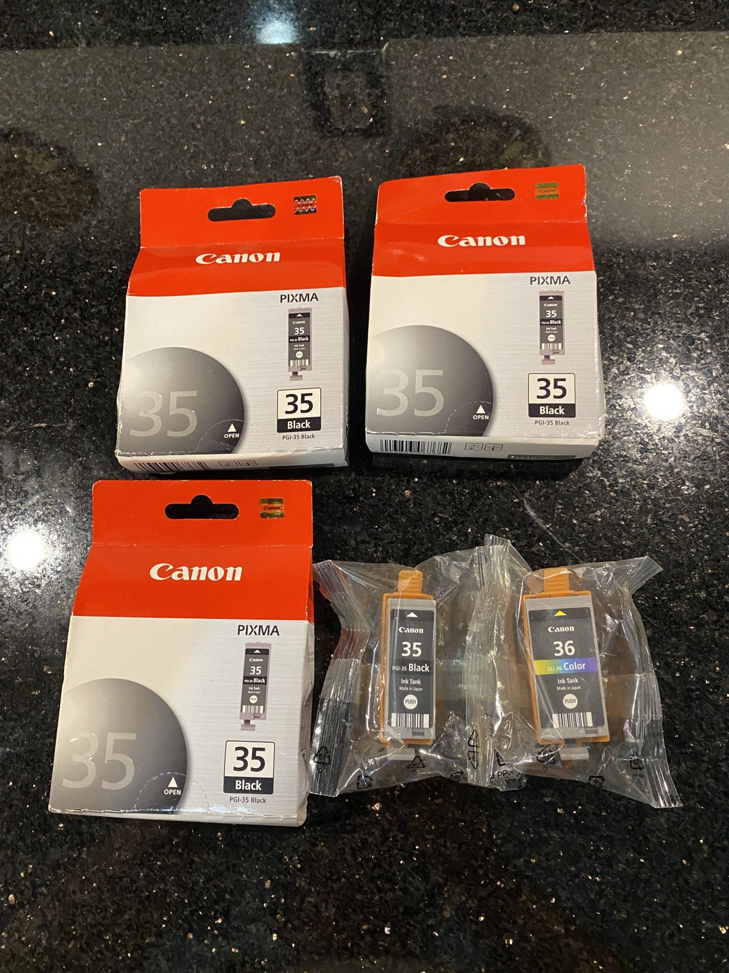4 Canon PGI-35 Black & 1 CLI-36 Color Ink Tank for PIXMA iP100 iP110 TR150 TR160