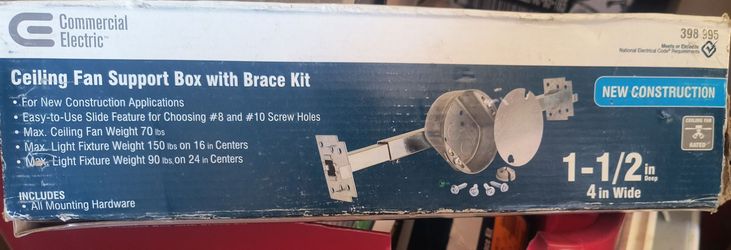 Commercial Electric Ceiling Fan Support Box with Brace Kit