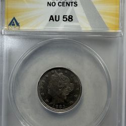 1883 Liberty Head “No Cents” Nickel 5C – AU58 – Choice About Uncirculated U.S. Coin