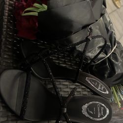 Rene Caovilla, Black And Silver, Size 41 Women