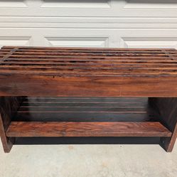 40L x 18Ht x 16Deep" Beautiful Handcrafted Wooden Slatted Mahogany Bench!