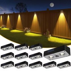 Solar Fence Lights 12 Pack Black, 50 Lumens Outdoor Fence Lights Solar Powere...