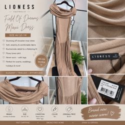 Lioness Field of Dreams Maxi Dress Tan Size M