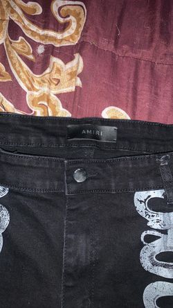 Amiri Black Denim Jeans with Skull Print