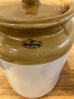 Vintage Bajrang hand made ceramic pickle jar