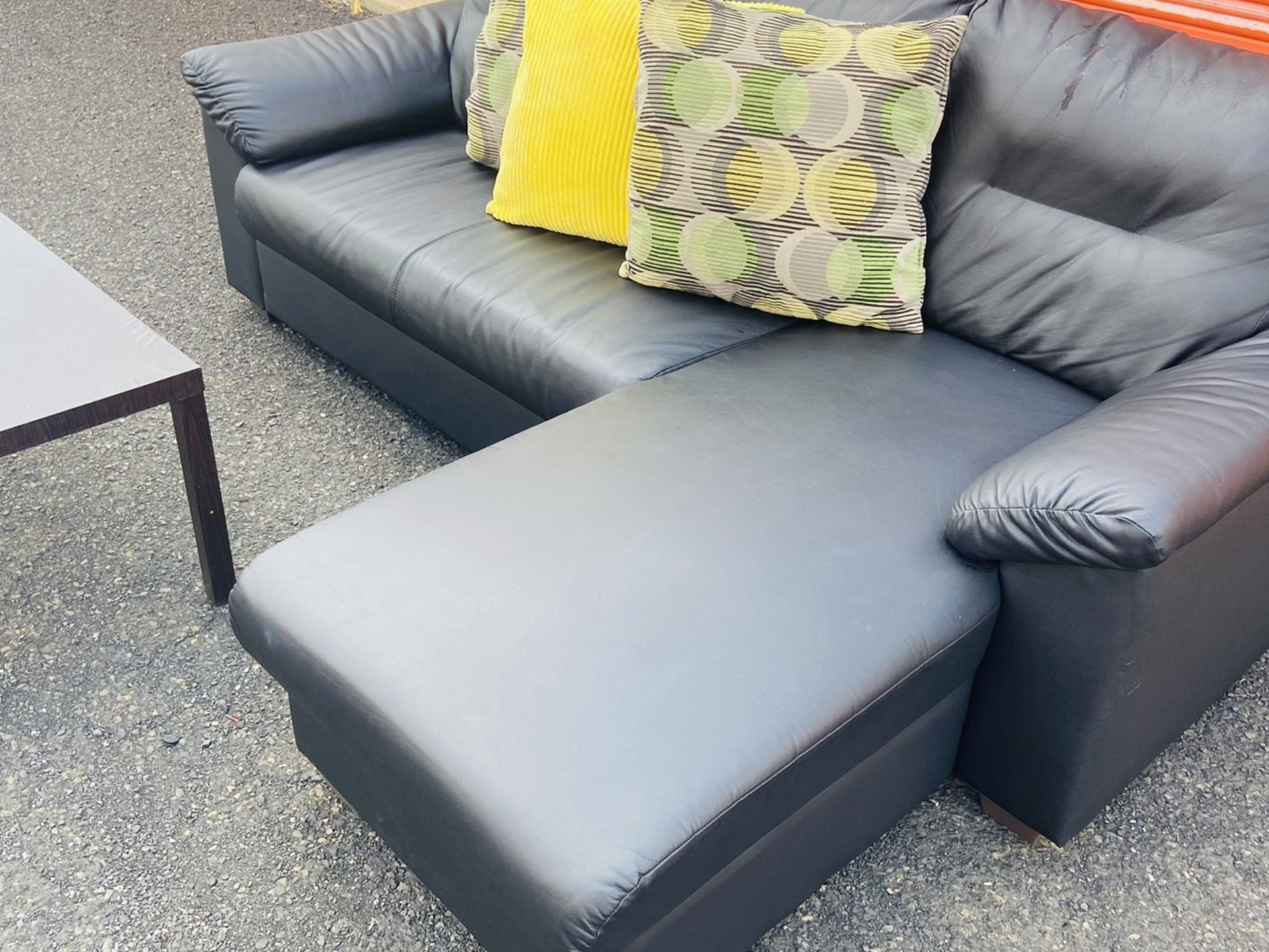 FREE DELIVERY- IKEA Black Leather Sofa Sectional And Coffee Table (Look My Profile For More Options)