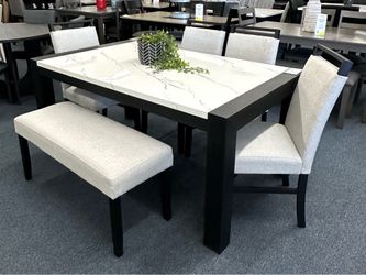 Faux marble 6pc dining set