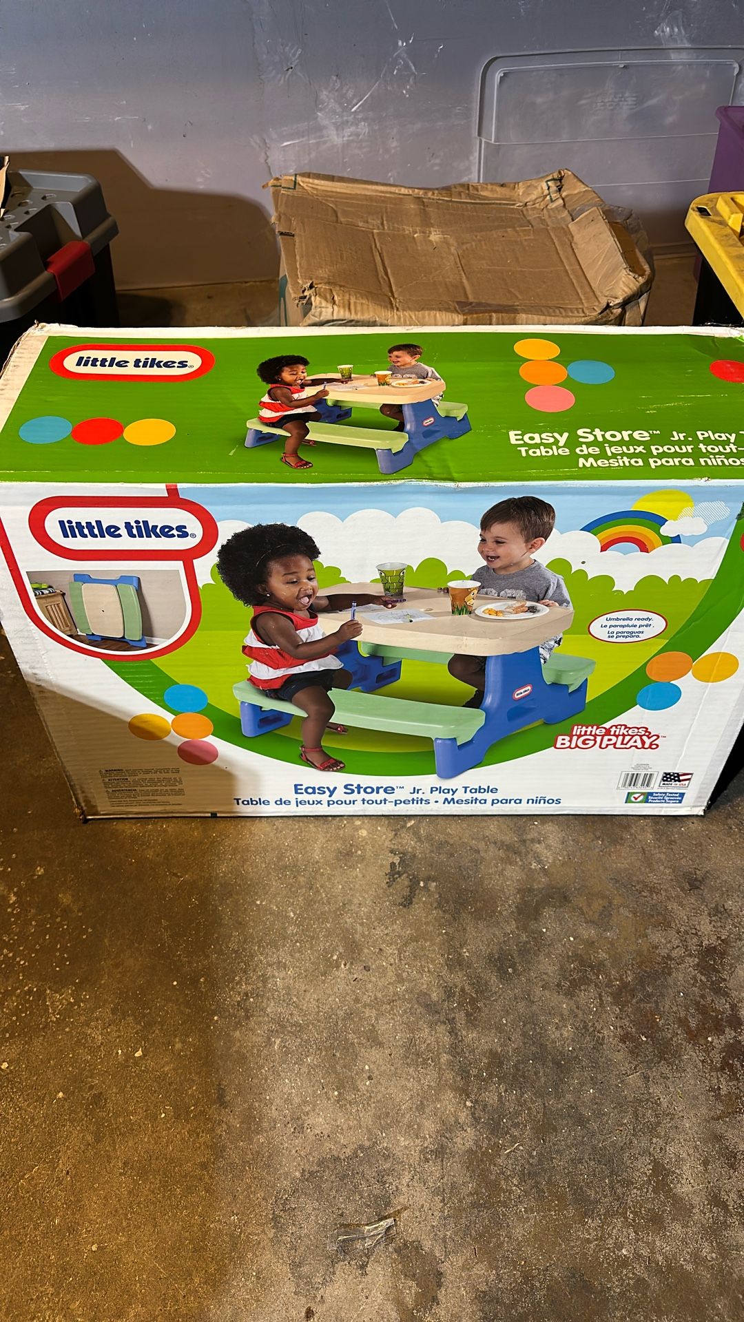 Little Tikes Easy Store Jr. Kid Picnic Play Table, Blue,green