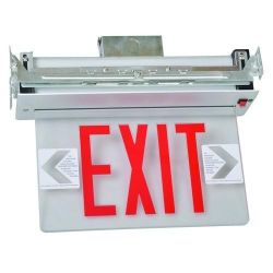 Morris 73330 Recessed Mount Edge Lit Exit Sign Single Sided Legend Red LED Aluminum Housing