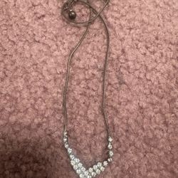 Vintage silver rhinestone necklace pendant Jewlery