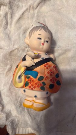 Mid-20th Century Japanese Kutani Hand-Painted Geisha Child