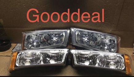 #120 Fit 03-06 Chevy Silverado/Avalanche Chrome Amber Headlights light Lamp