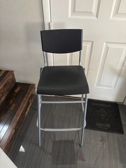 Black Bar Stool with Silver Metal Frame