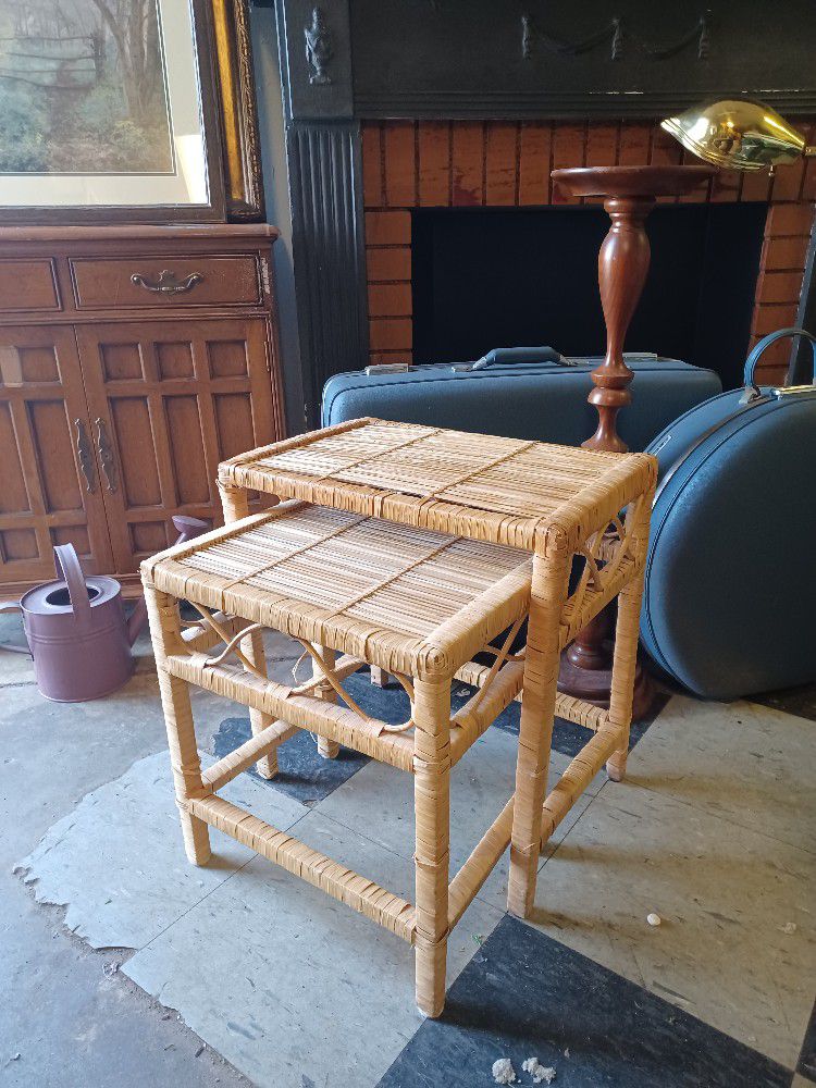 Vintage Wicker Nesting Tables