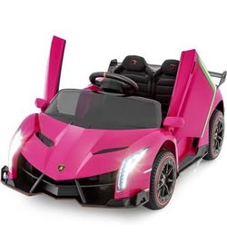 Assembled New Pink Lamborghini Ride on Car, 12V Battery Powered 4WD Lambo Kids Car w/ Remote Control