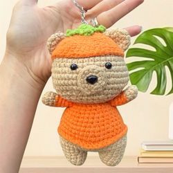 Bear with Cute Orange Pumpkin Outfit Crochet