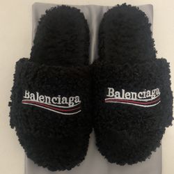 Balenciaga fur slides
